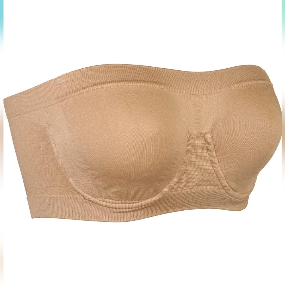 NWT Lemorosy Seamless Unpadded Underwire Bandeau Multiway T-Shirt Bra, XL, Beige